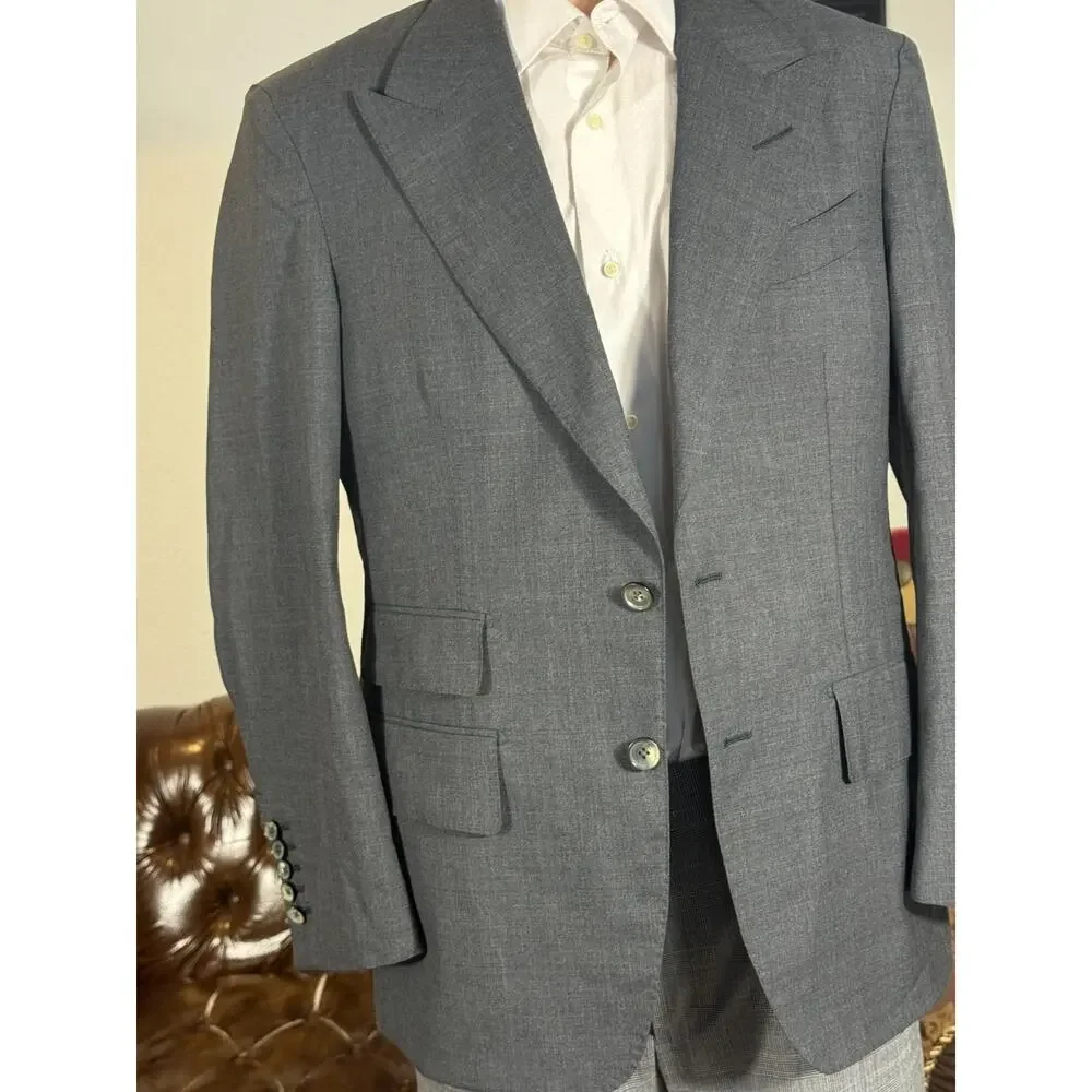 Tom Ford Shelton 2Pc Charcoal Wool Peak Lapel Suit 48R 38R 34x28 Trousers